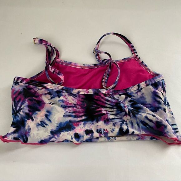 Cyb & Luca Women’s Tie Dye Pull Over Bandeu Drape Front Bikini Top size S - Picture 3 of 3